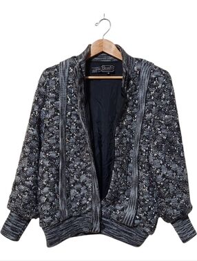 Vintage 80's Rochelle California Fashion Knitwear Zip Up Sweater Jacket Medium